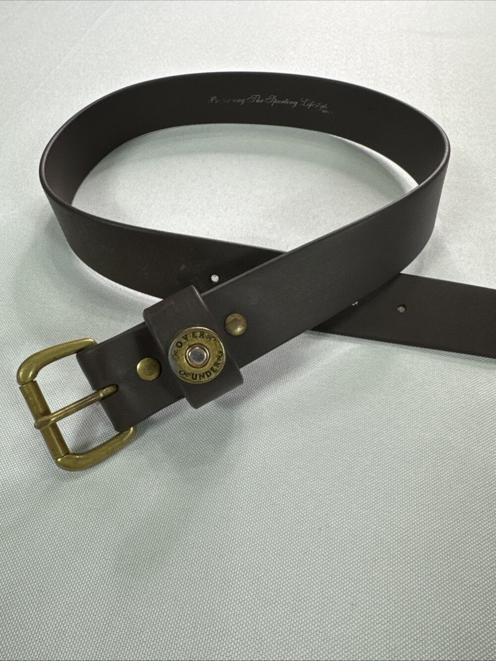 Over Under Durahide Brown Belt Brass Buckle Rubber Outdoor Hunting Sporting